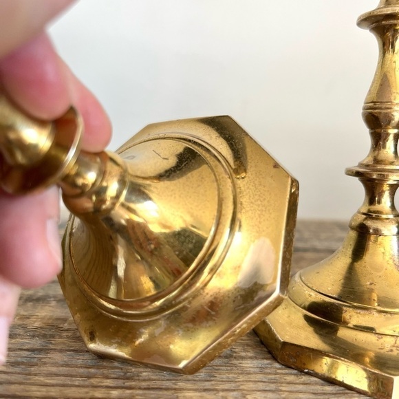 Solid brass candlesticks set of 2 - Picture 3 of 7